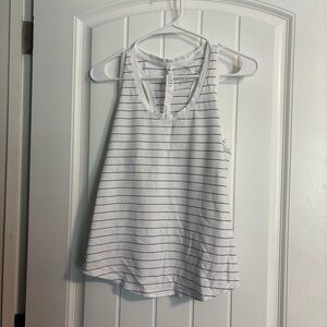 Lululemon Athletica White and Black Striped Tank Top
